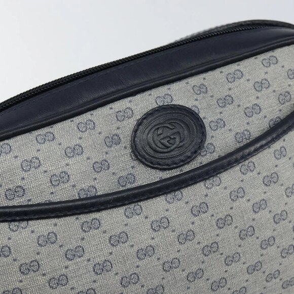 GUCCI Micro GG Supreme Shoulder Bag PVC Navy Gold - Picture 12 of 15